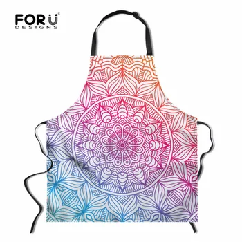 

FORUDESIGNS Mandala Hippie Cotton Sleeveless Apron Adult Bib Home Cooking Baking Coffee Shop Cleaning Aprons Kitchen Accessories