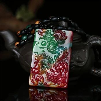 

Color Chinese Jade Dragon Pendant Beads Necklace Charm Jewellery Fashion Accessories Hand-Carved Lucky Amulet Gifts