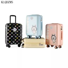 KLQDZMS мультфильм чемодан на колёсиках Spinner Тележка студентов чемодан колеса 20 дюймов для женщин кабина Дорожная сумка на колесах