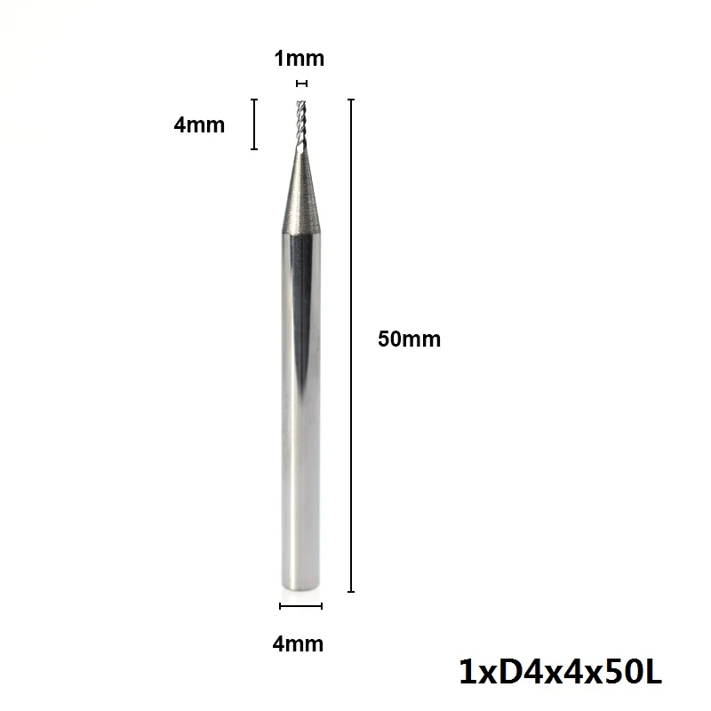 1 шт. 1-12 мм 3 флейты ЧПУ фрезерный станок бит Вольфрам Caibide спиральные концевые фрезы алюминиевые режущие концевые фрезы CNC - Длина режущей кромки: 1XD4X4X50L