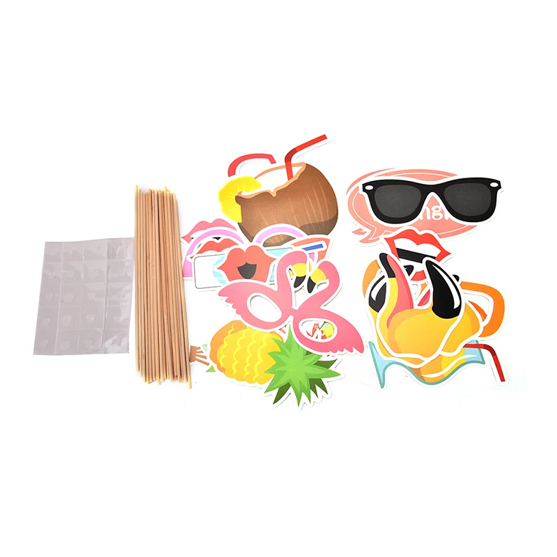 21 шт., бумажные изделия, вечерние принадлежности, прекрасный Фламинго тропический летний фон для фотосессии, реквизит, палочка, день рождения, пляжные вечерние украшения