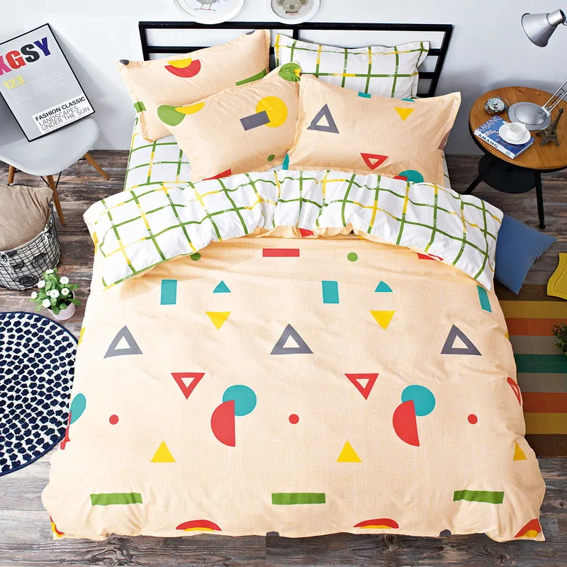 

4 Pieces Cotton Duvet Cover Sets Cactus Printed Quilt Cover Pillowcase Bed Sheet Bed Linen King Size Bedding Set