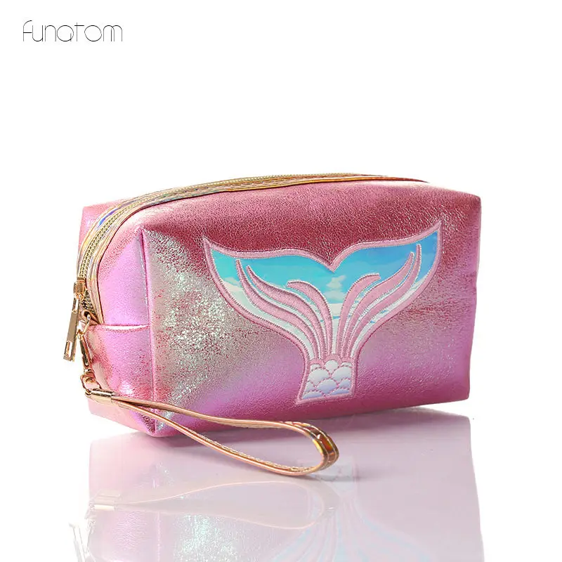

Fashion Women Cute Waterproof Laser Makeup Bag Mermaid Cosmetic Bags Travel Toiletry Wash Case Gold Pink Silver Purple