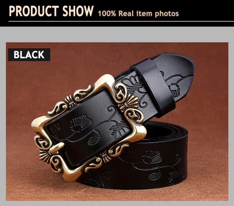 designer belts women Fashion Wide Genuine leather belts for women Vintage Floral Pin buckle Woman belt High quality second layer Cow skin jeans strap waist belt for women