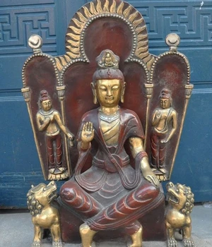 

tibetan buddhism bronze gilt foo dog lion Kwan-Yin GuanYin goddess buddha statue