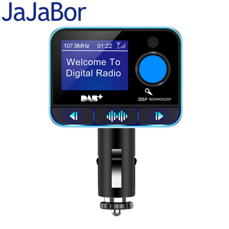 

JaJaBor Car Radio Receiver FM Transmitter DAB Digital Audio Broadcasting Bluetooth Handsfree With Antenna Support TF Card/U Disk