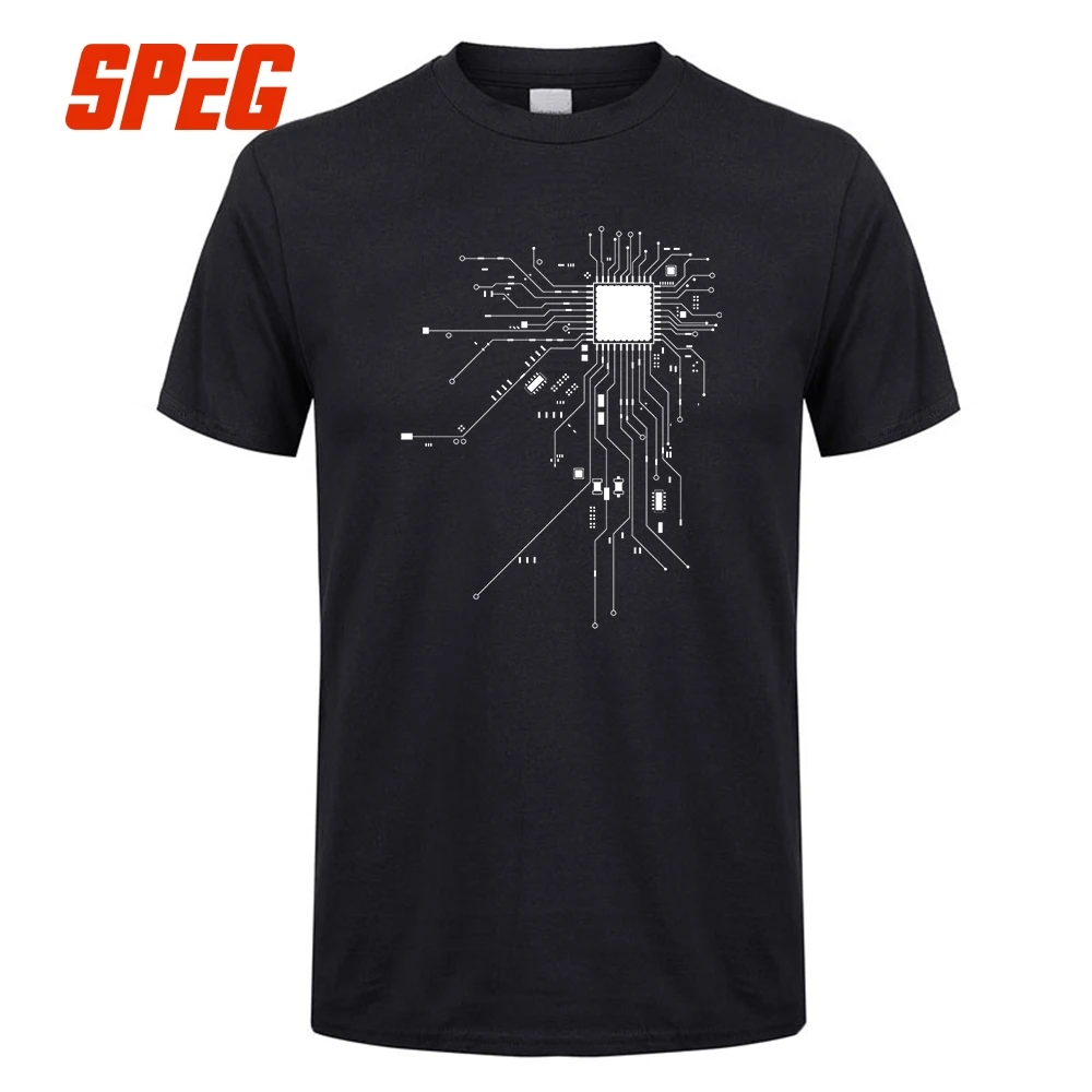 

Black T Shirt Men Computer CPU Core Heart GEEK Nerd Freak Hacker Crew Collar PC Gamer Tees 100% Cotton Short Sleeve Tshirt