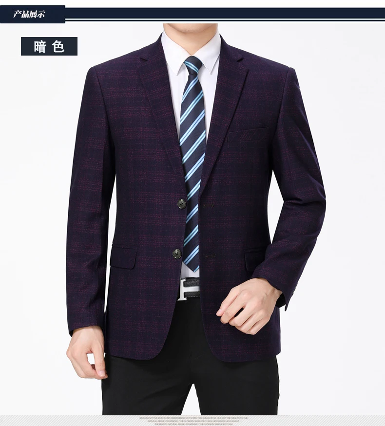 WAEOLSA Men Classical Plaid Blazers Blue Red Jackets Suit Man  Slim Fit Blazer Masculino Check Texture Outfits Office Uniform Male Suit Coat Spring (3)