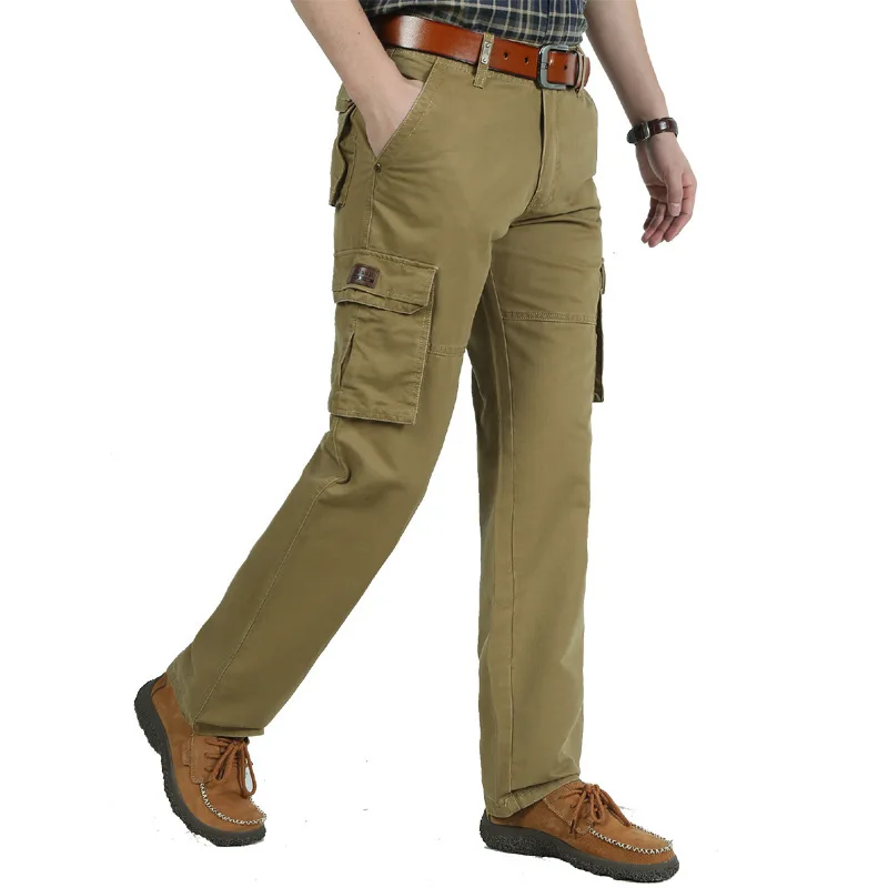Демисезонный брюки карго Для мужчин Повседневное хлопчатобумажные дышащие брюки с Для мужчин средней высоты наивысшего качества с