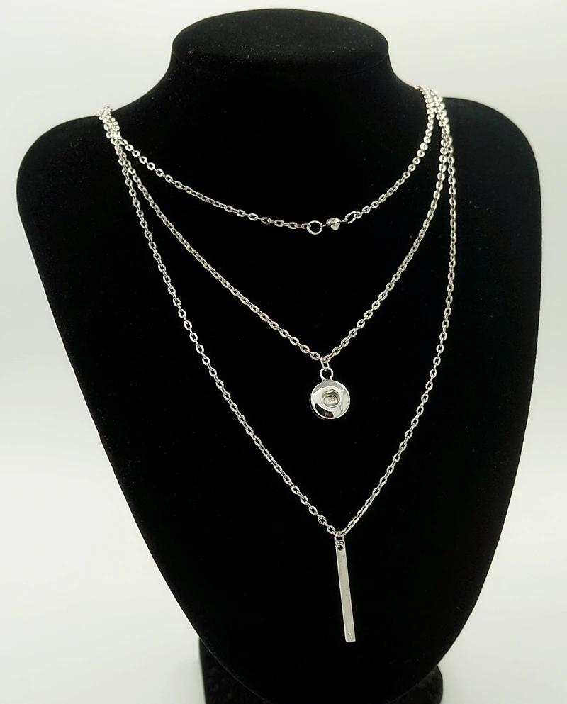 

Fashion Trendy Multi-Layer Chains choker snap necklace 50cm fit 12MM snap buttons jewelry wholesale DJ0023