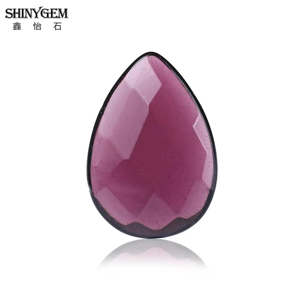 

ShinyGem 21*29mm Water Drop Glass Ring Cabochon Faceted Undrilled Burgundy Purple Natural Stone Beads For Pendant Jewelry Making