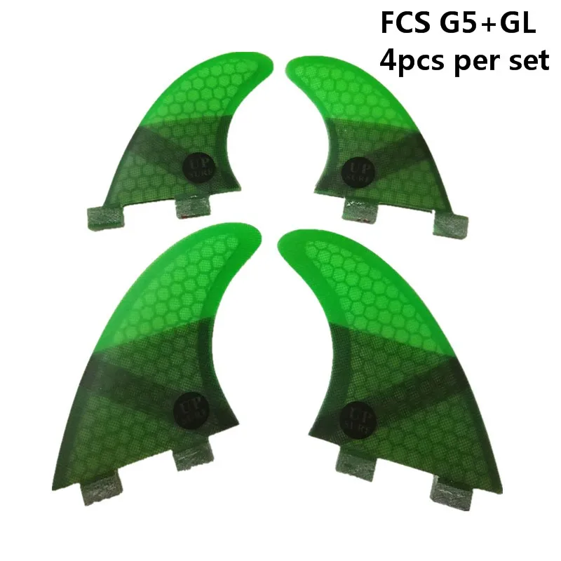 Серфинг 4 шт./5 шт. FCS плавники G5 с GL сотовый плавник Стекловолокна Плавники G5+ GL Зеленый Черный Красный Синий FCS Quilhas плавники - Цвет: Green 4pcs