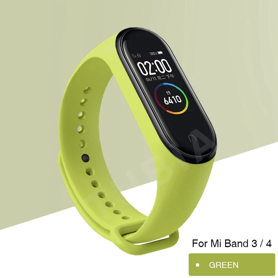 Mi Band 4 3 ремешок на запястье для Xiaomi Mi Band 3 4 Браслет Силиконовый Miband 3 4 NFC Correa аксессуары Smart Mi4 протектор - Цвет: green H