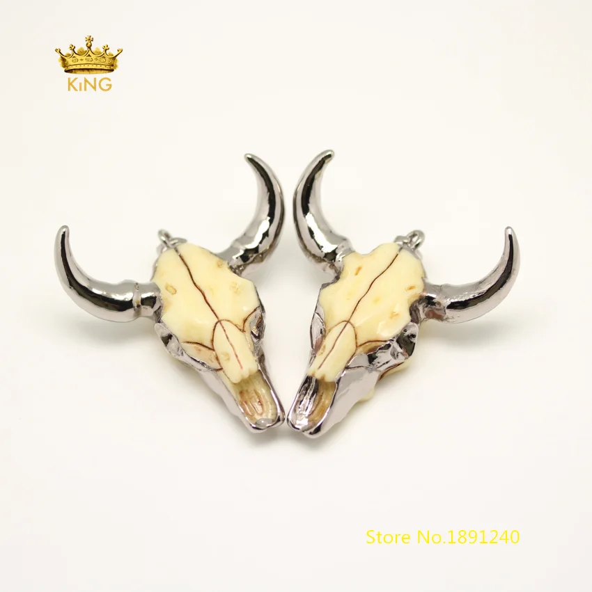 10pcs Bulk Ox Head Resin Pendants Crafts Necklace,Cattle Cow Head