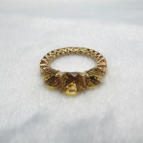 7.8CT сплошной 14 K желтого золота с натуральным Великолепный Желтый Цитрин обручальное кольцо