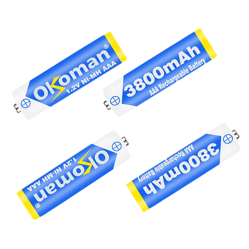 Okoman Новая батарея AAA 3800 mAh перезаряжаемая Ni MH 1 2 V для часов мышей вычислений