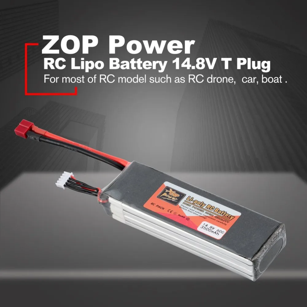 

ZOP Power 14.8V 3500mAh 60C 4S 1P Lipo Battery T Plug Rechargeable for RC Racing Drone Quadcopter Helicopter Car Boat