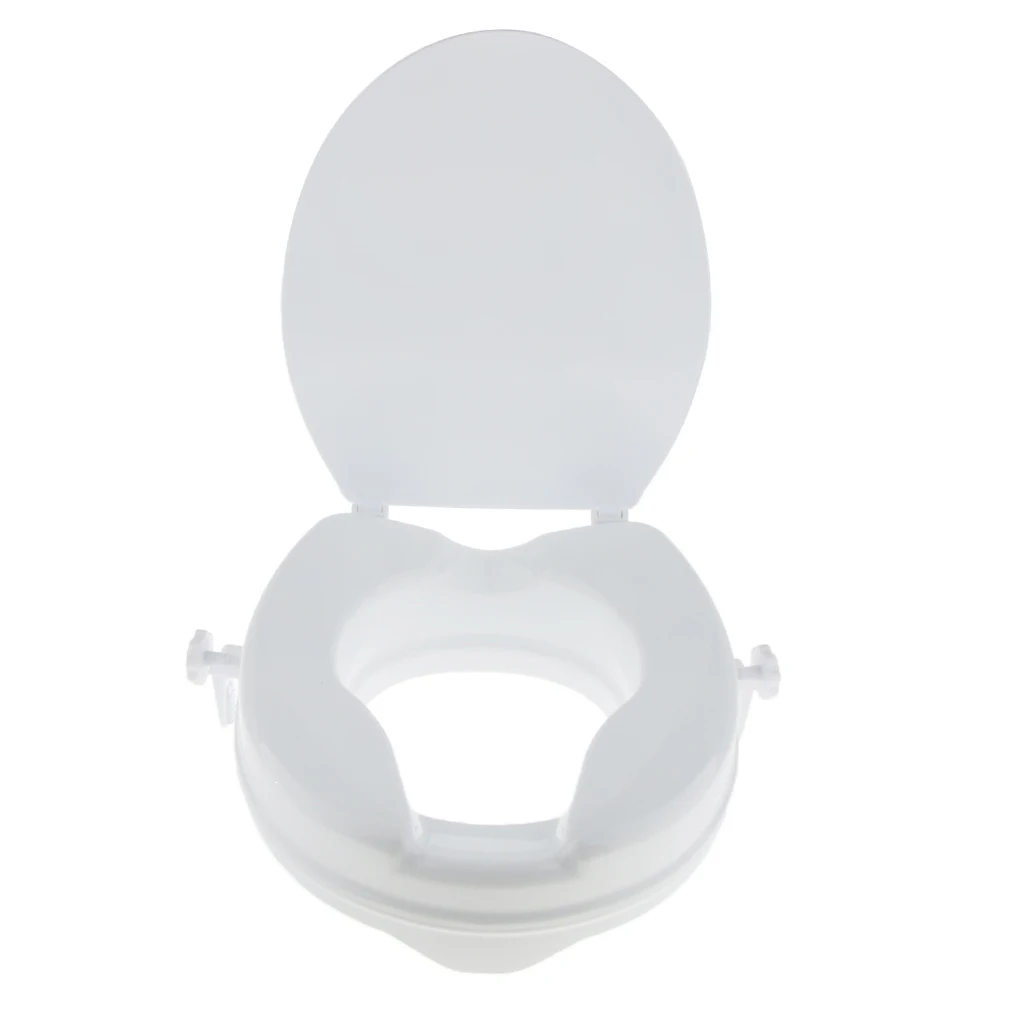 Durable Toilet Seat Riser Raised Safety Chair Extender Seat + Lid for 2 inch