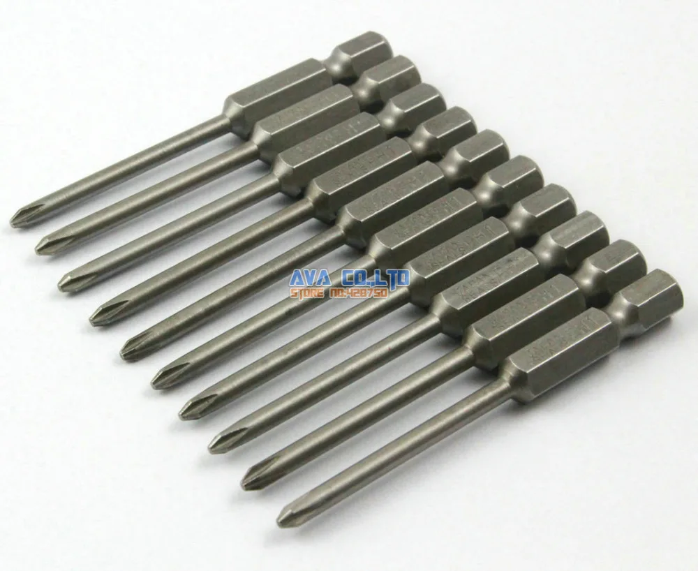 

10 Pieces Magnetic Phillips Screwdriver Bit S2 Steel 1/4" Hex Shank 65mm Long 3mm Diameter PH1 (65mm x 3mm x PH1)