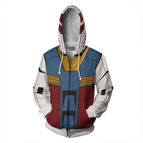 Новинка, мужские повседневные спортивные толстовки с капюшоном Gundam с 3D принтом, повседневные толстовки с капюшоном на молнии, толстовки с капюшоном в стиле хип-хоп - Цвет: LLS-379