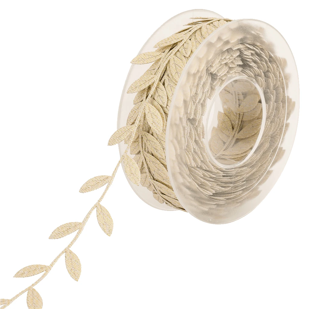 DIY 15m Leaves Ribbon Trim Wreath for Wedding Birthday Christmas Wall Crafts Dress Clothes Party Decor Scrapbooking Cardmaking