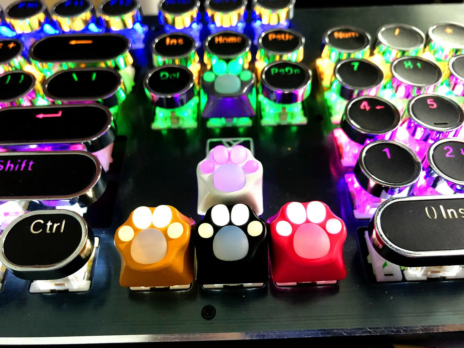 

Handmade Cute Cat Paws Backlit Keycap Aluminum Alloy & Silicone Keycaps Artisan Key Cap for Cherry MX Mechanical Gaming Keyboard