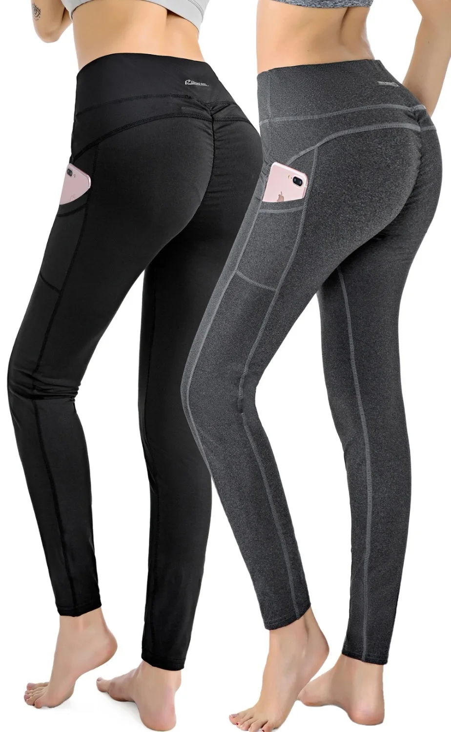 Zhangyunuo Ladies High Waist Pocket Yoga Pants Exercise Running Stretch