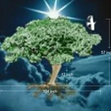 Дизайн стоимость 3D иллюстрации Lote дерево зеленые листья высота 1,4 метров вращающийся