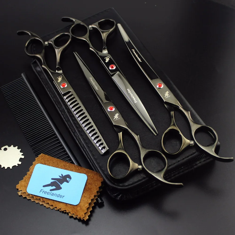 Набор ножниц для груминга домашних животных 7 дюймов профессиональные ножницы для стрижки волос 18 зубоистончение изогнутые ножницы с расческой