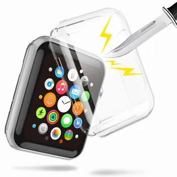

For Apple Watch Series 4 40MM 44MM 360 Built In Clear TPU Soft Screen Protector Cover Full Transparent Case 38MM 42MM series 123