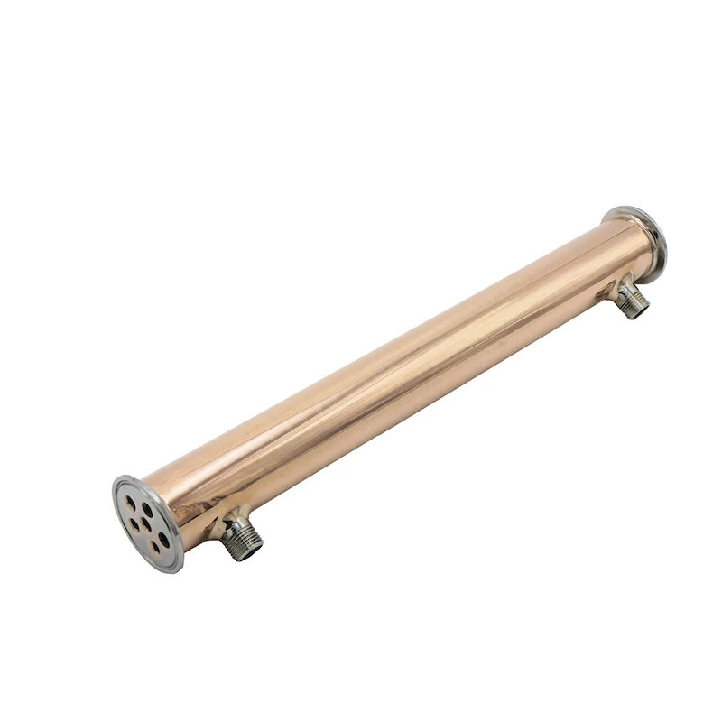 US $120.00 Clamp 2 51mm OD64mm Copper Condenser Dephlegmator Reflux Distiller Condenser 450mm 6 Pipes Copper 9999