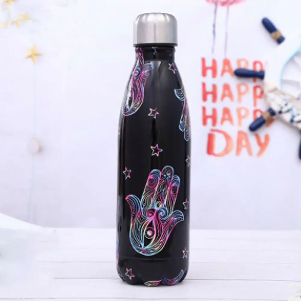 Black Fancy hand Новая мода из нержавеющей стали с вакуумной изоляцией бутылка для воды термос Спорт Chilly 500 мл - Цвет: Black Fancy hand