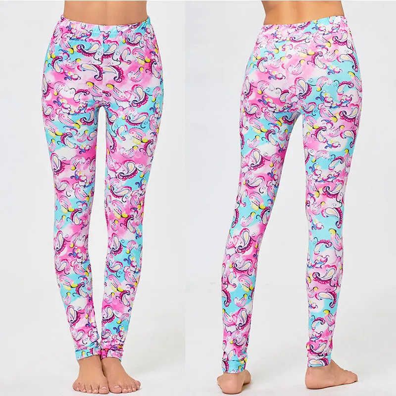 

HUAN BEAUTY Leggings Spring Fashion Women Fashion Legg Printing Mixed color Leggings Hip Push Up High Waist Leggings HB-OA963