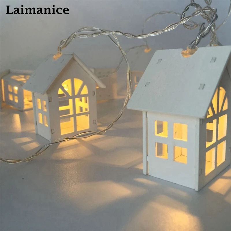 Светодиодный светодиодная гирлянда деревянный дом гирлянда lights1.5m/3 м 10 светодиодный/светодиодный 20 LED декор комнаты струнная лампа