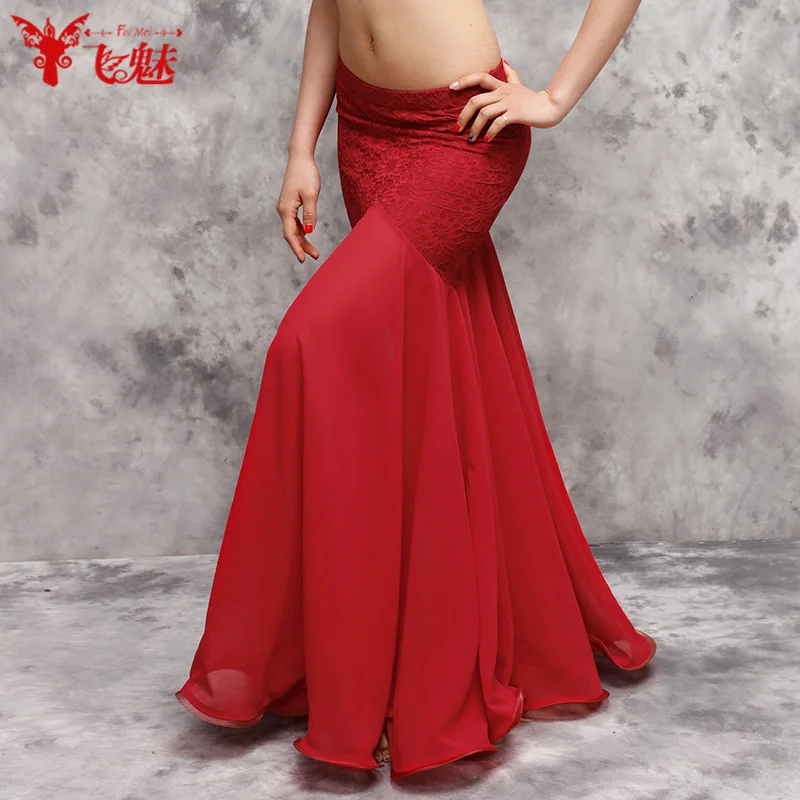 

belly dance costumes Lace + chiffon bag hip skirt Belly dance fishtail skirt