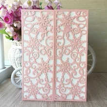 Персик 50 шт. классический стиль свадебные приглашения карты на заказ лазерная резка снег печатаемый и настраиваемый Девочка День рождения карты