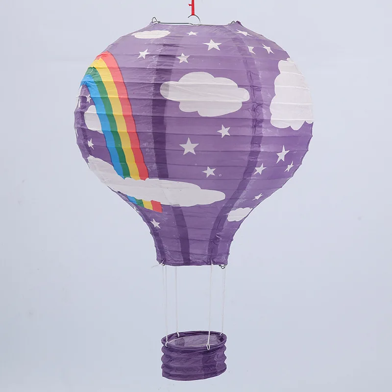 30cm 40cm hot air balloon chinese lantern rainbow heart striped printed lampion babyshower birthday wedding party decorations - Цвет: Purple Rainbow