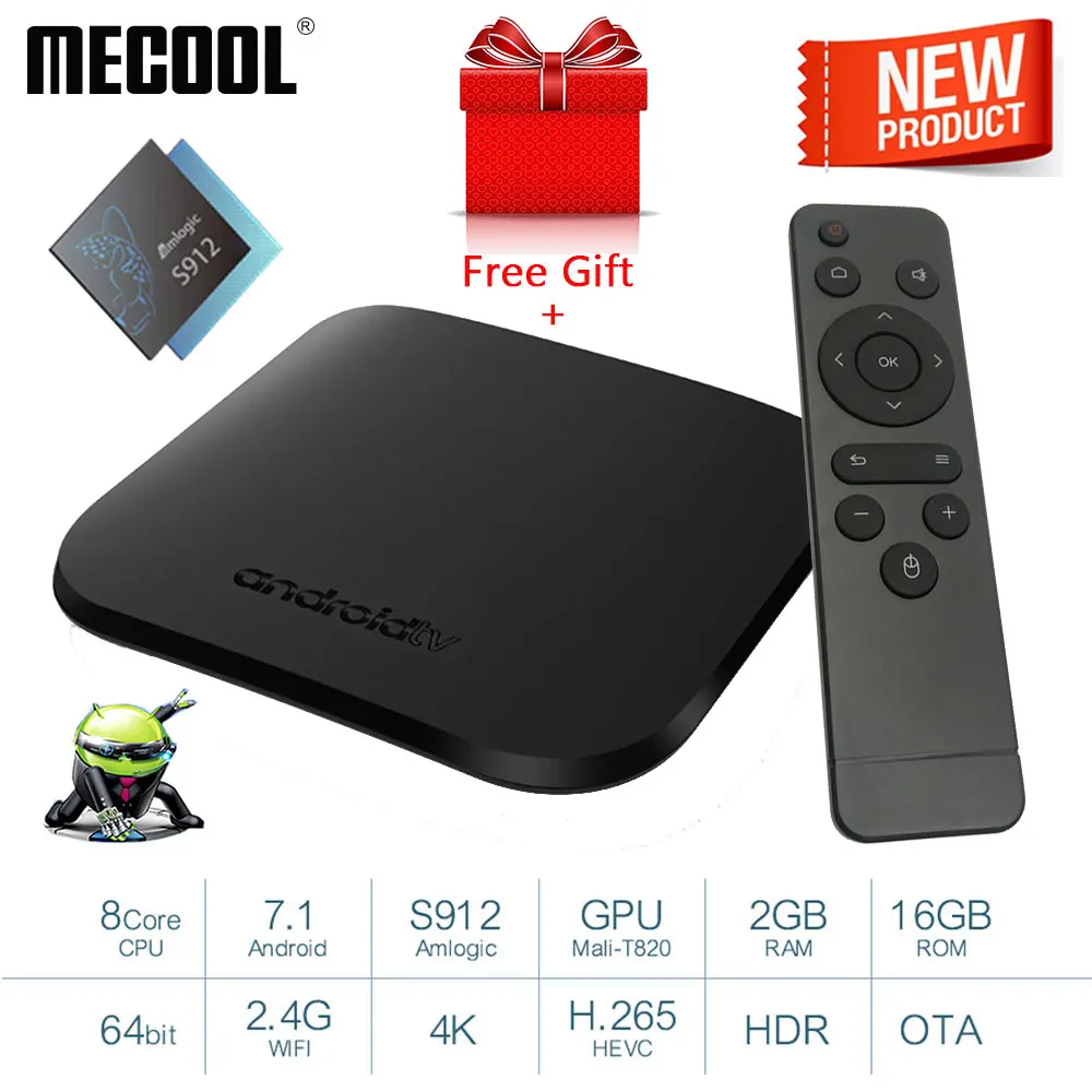 

Mecool M8S Plus L Android 7.1 TV Box Amlogic S912 Octa Core 2GB 16GB WIFI H.265 4K Youtube HD Smart Media Player with Free Gift