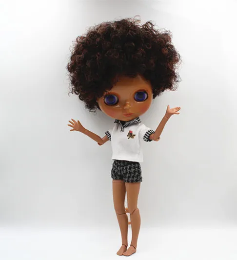 Кукла blygirl blyth темно-коричневая Взрывная кудрявая голая кукла черная кожа шарнир тело 19 шарнир DIY кукла может изменить макияж