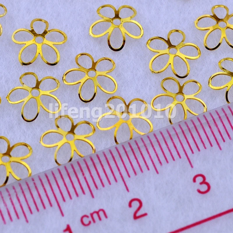 

40 Piecesmetal 3d nail art decorations gold hollow nails frame charm beauty flower design 01