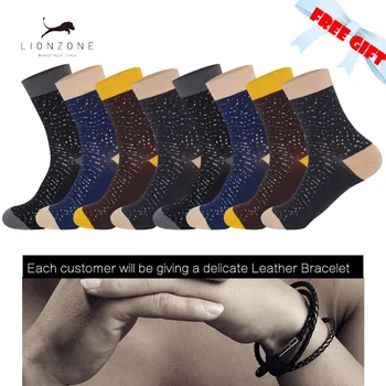 

Lionzone 8Pairs/lot Warm Bamboo Men Socks With Snow Spots Meias Masculinas Atacado Fashion Joker Leisure Daily Socks + Free Gift