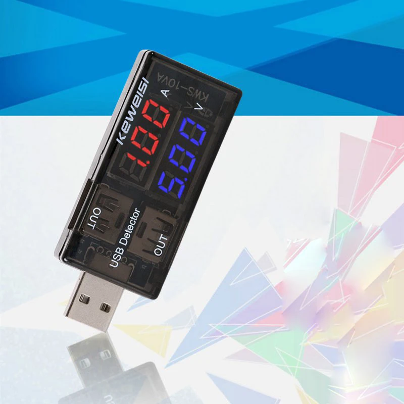 

USB Digital Power Meter Tester battery capacity tester Current Voltage Monitor DC 5A 9V Voltage Power Meter Test Red+Blue Dual