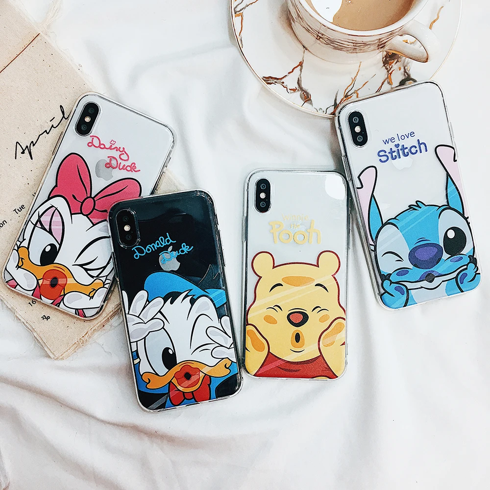 

Cartoon Winnie Pooh Case For iPhone X 7 6 6s Plus XS Soft TPU Back Cover Fundas For iPhone 8 XS MAX XR Cute Mickey Minnie Daisy