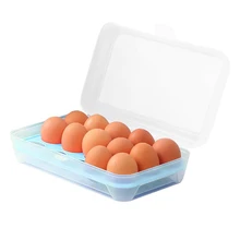 Лоток для яиц для холодильника, 15 яиц лоток держатель с крышкой, портативный Небьющийся покрытый контейнер для яиц(синий