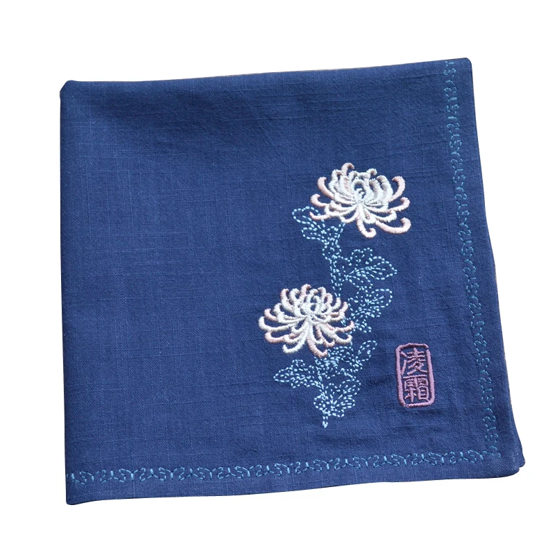  chrysanthemum Embroidery antique embroidered flowers cotton and linen handkerchief birthday guests 