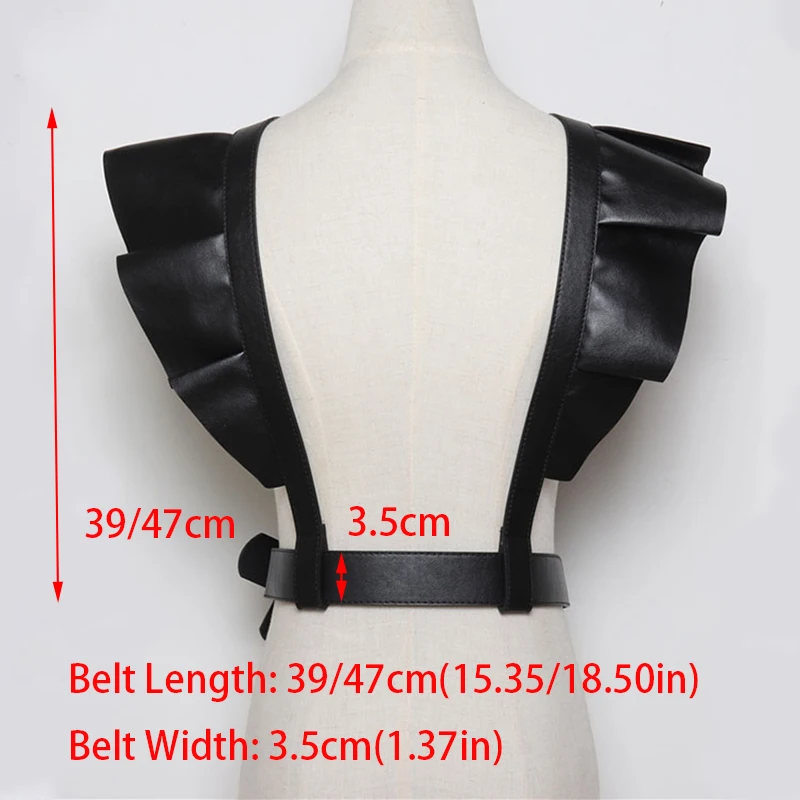 Women Leather Belt Body Bondage Harness Brass Peplum Waist Belt 2023  Suspenders Fashion Dress Coat With Ladies Girdle