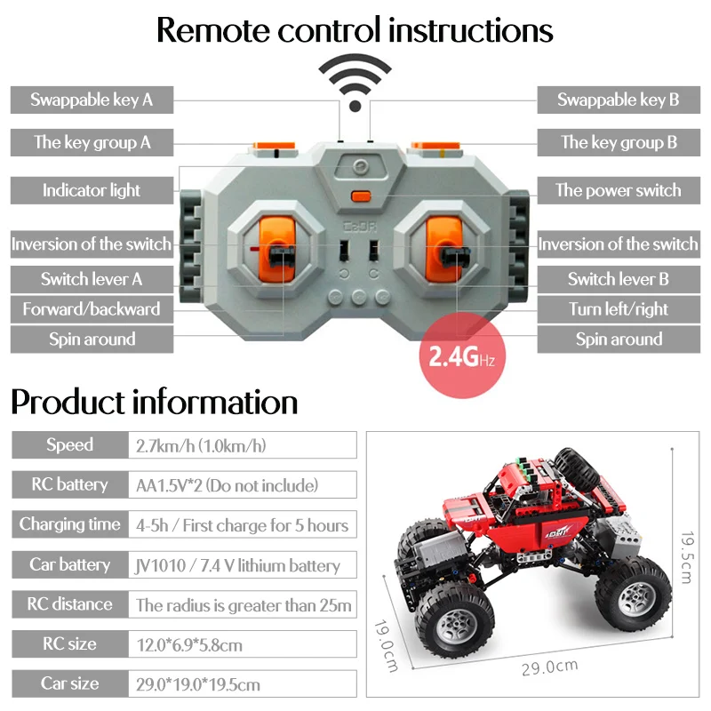 2,4 ГГц радиоуправляемые автомобильные блоки, совместимые с техником, вездеходные скалолазание, внедорожные гоночные строительные блоки, кирпичи, игрушки для мальчиков