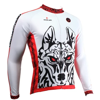 

ILPALADINO Men's Full Zipper Long Sleeves Cycling Clothing Jerseys Wolf Pattern Men Spring Autumn Cycling Sportware Cool Wear