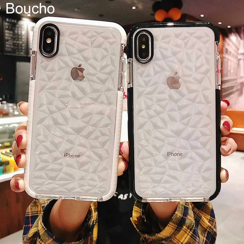 

Boucho Luxury Jelly Phone Case For iPhone XS Max X XR Soft TPU Transparent Case For iPhone 7 8 6 6s Plus Shockproof Clear Cover