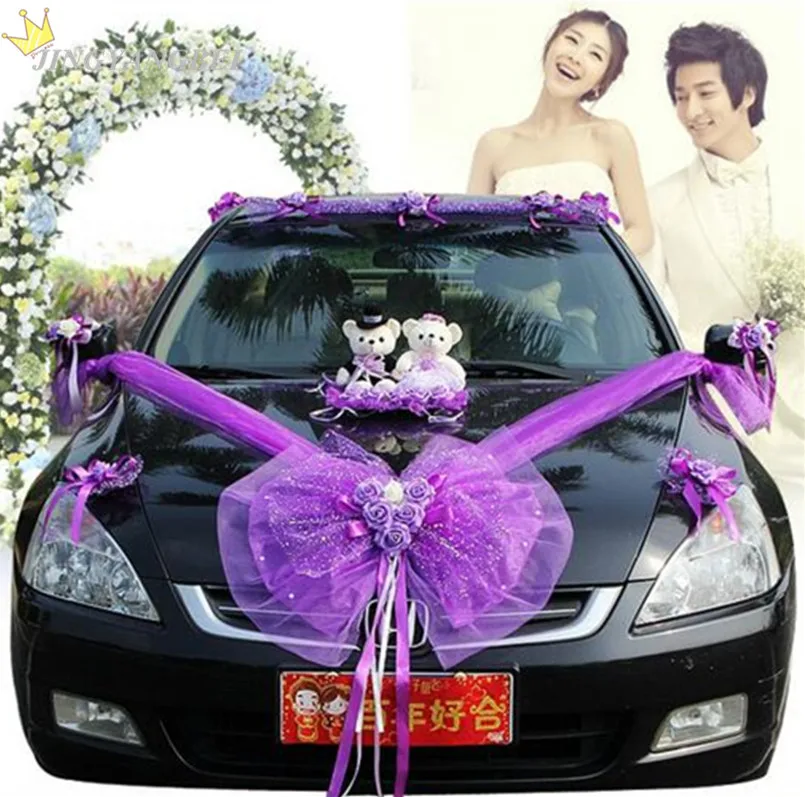 2017 PE Rose mesh &ampLace silk ribbon loves bears and yarn decoration car Wedding wedding supplies | Дом и сад